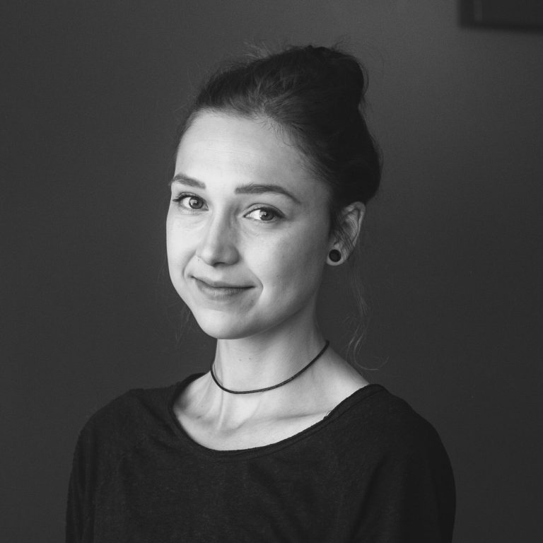 A black and white photo of Stephanie Gaberle smiling.