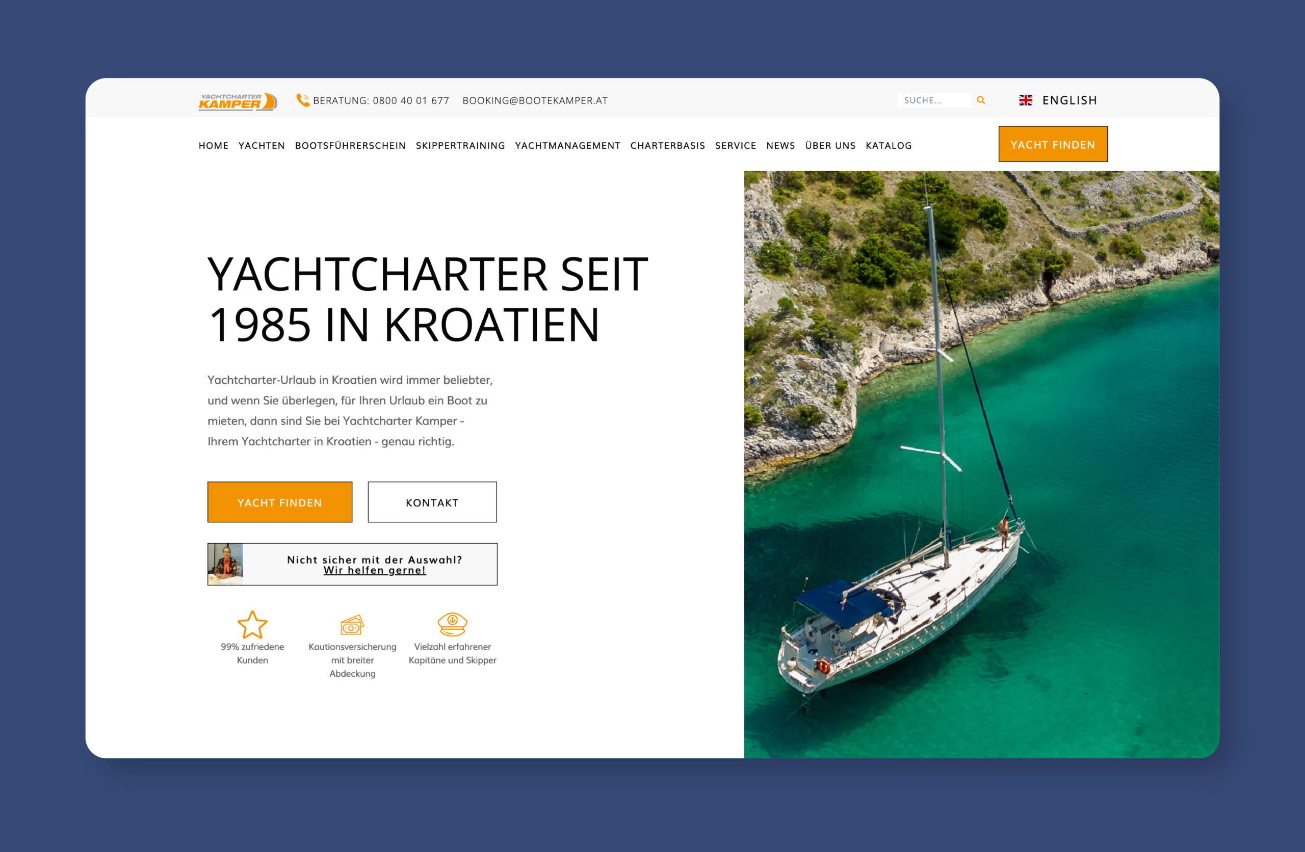Yachtcharter in Kroatien mit Kamper.