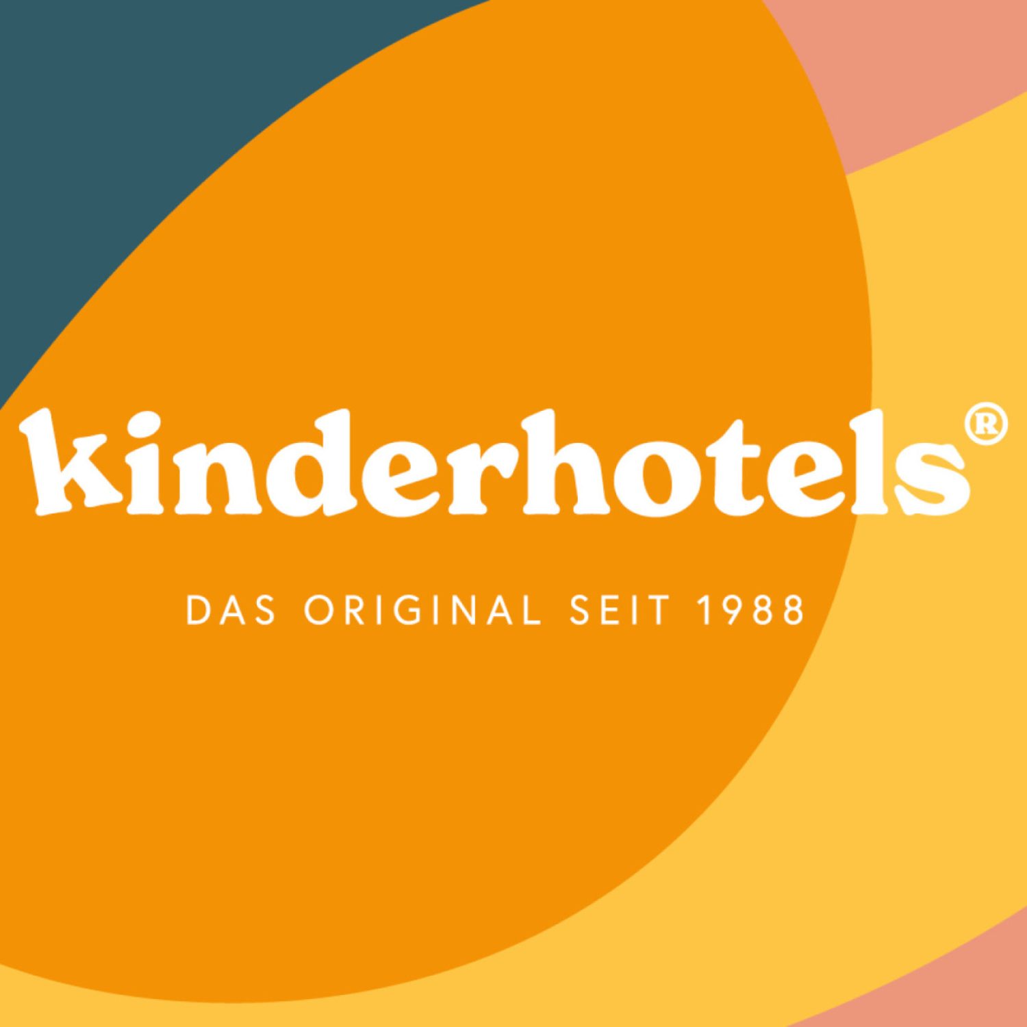 Das Kinderhotels-Logo auf buntem Hintergrund. Das Kinderhotels-Logo auf buntem Hintergrund.
