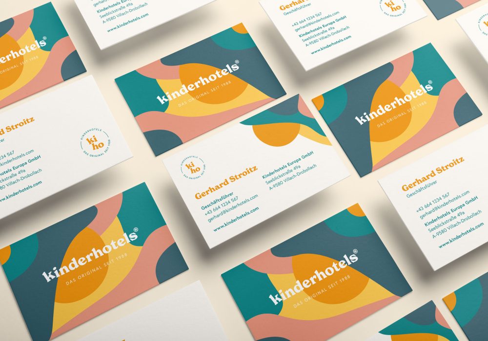A set of Kinderhotels business cards. A set of Kinderhotels business cards.